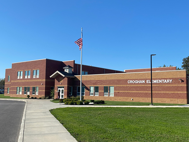 Exterior photograph of Croghan Elementary School